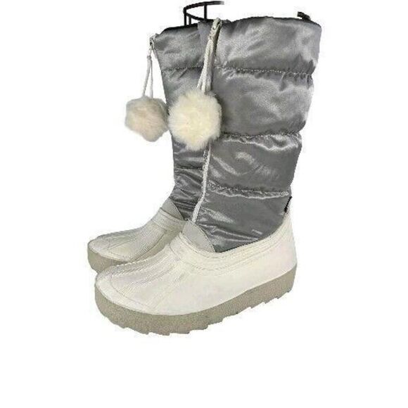 Pajar Women'S Fay II Waterproof Boot US 10 L White Gray Pom Puffer Snow Boots - Picture 1 of 14